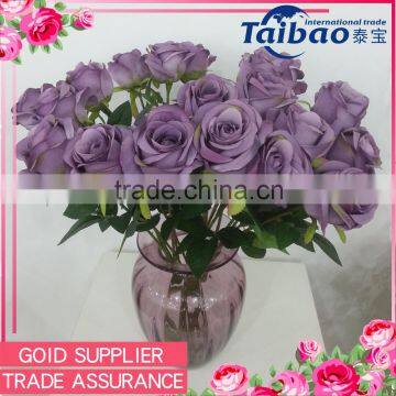 Tianjin factory long stem dark color artificial good quality silk rose flowers