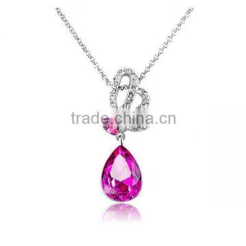 Blue Magnifying Glass Teardrop Pendant Necklace photo-3