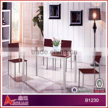 B1230 Guangdong red oak with silver metal legs 120*70*75 pictures of dining table