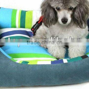 Striped Suede Dog Bed