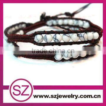 Turquoise beads beaded make men leather bracelets