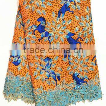 Ghana Kente Wax African Wax Prints Fabric With Cord Chemical Lace Ankara Holland Fabric Textiles for Batik Dashiki Dress photo-3