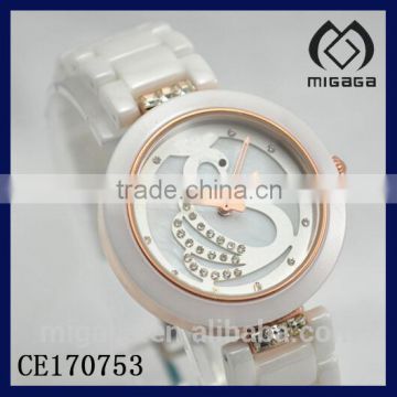 fashion high quality luxury watch for women ceramic strap*swan dial face luxury ceramic watch