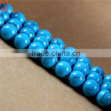 Gemstone synthetic blue turquoise round beads jewelry