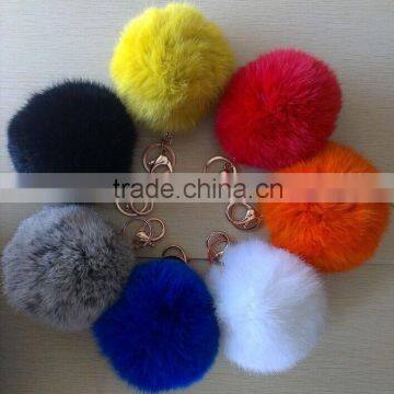 Factory Wholesale 100% Real Rabbit Fur Ball Keychain for Decoration