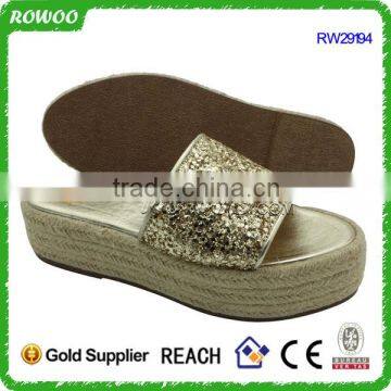 Shiny Glitter Lady Wedge Manufacturer Wholesale Slip on Shoes photo-3