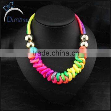 Fluorescent Color Cotton Rope Knot Handmade Knit Bib Choker Necklace