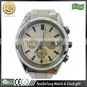 Silvery three eyes stainless steel band two buttons water resistant men watch