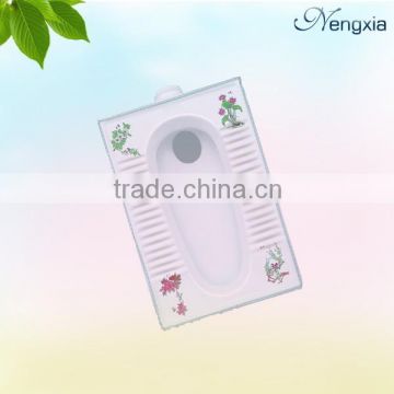 201-2 ceramic bathroom squat toilet pan with decoration