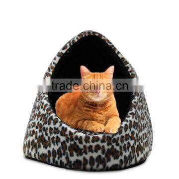 Best selling lovely leopard print cave warm cat bed