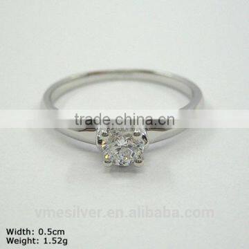 [RZD-0001] Wedding or Engagement Signel Stone Ring in 925 Sterling Silver Fine Jewelry