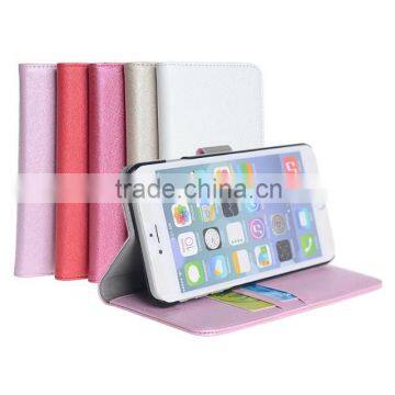 New arrival wallet Silk Pattern PU Leather Case Cover For Iphone 6 plus