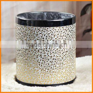 Continental Double Stainless Steel Trash Can Without Cover Fashion Leather Household Containing Cylinder Creative Hotel 10L