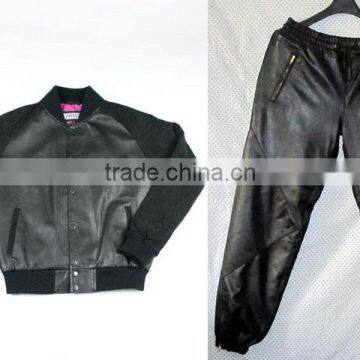 Black Leather Tracksuit, Leather Jackets ,Leather Trousers , Leather Jogging Suits , Leather Training Suits , Leder trainingspak