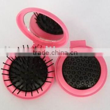 pink color foldable brush with mirror