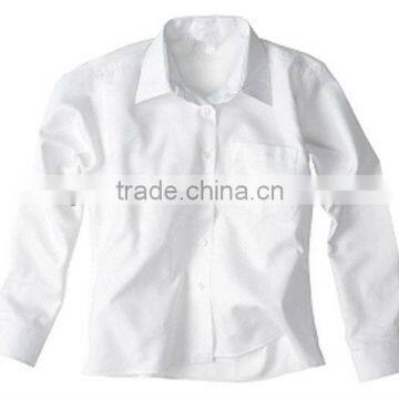 Pure Brushed Polyester White Long Sleeve School Blouse