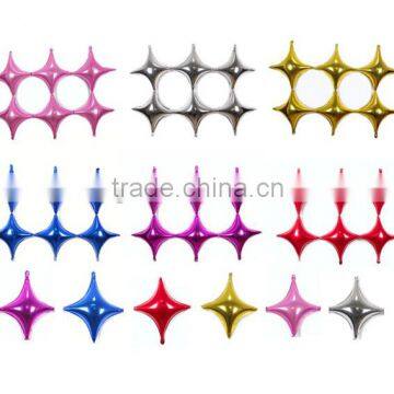 middle size 26''(60x60cm ) multicolor Four-Pointed corners Star shape foil helium balloon for party decorations