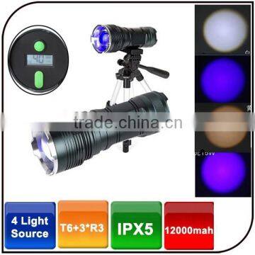 4 light source T6 R3 rechargeable zoomable high battery capacity IPX5 fishing flash light