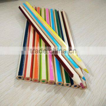 7" standard size hexagonal shape high quality natural wood colored pencil with striped