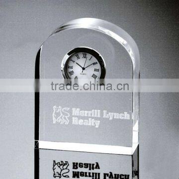 Arch Shaped Glass Desk Clock for Sport Souvenirs