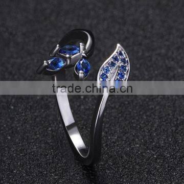 Synthetic Blue Gemstone High Quality cz Engagement Rings White Copper Jewelry photo-4