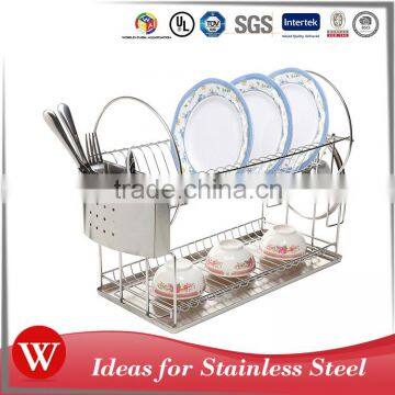 Easy to assemble Chrome Plated 2-Tier Wire commercial stainless steel dish rack