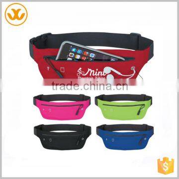 Customized logo printed waterproof safe lycra fanny belt/ running sport belt with phone holder