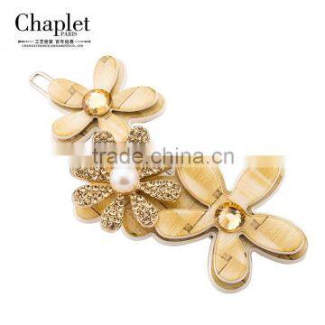 Cellulose Acetate Children Flowers and Alloy Crystal Decorative Hairpins