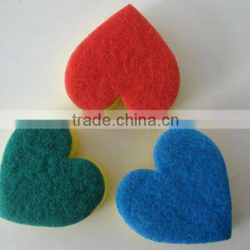 heart shaped and different colours cleaning sponge