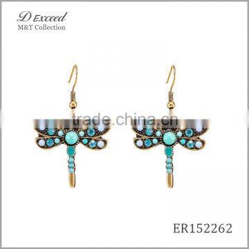 Yiwu Wholesale Jewelry Factory Fashion Ethnic Bohemian Beaded Animal Drop Earrings Dragonfly Dangle Earrings