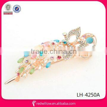 Korean popular colored crystal flower metal hair barrettes for teen girls