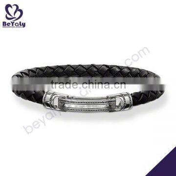 hot sale costume silver jewelry woven fabric bracelet