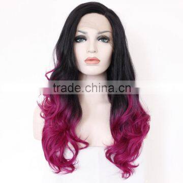 Ombre Red Synthetic Lace Front Wigs Ombre Curly Lace Wigs for African American photo-4