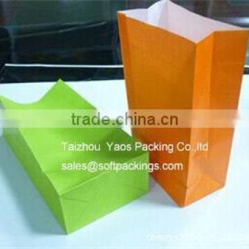 various colors take away fast food paper bag, hot sale custom recycled kraft paper packaging bag without handle