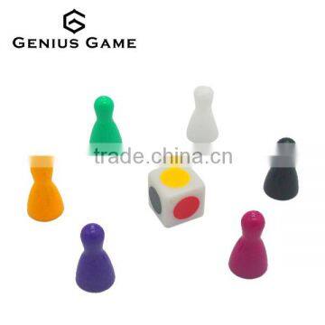 6color colorful game pawn pieces with dice