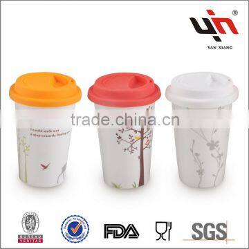 Porcelain Travel Coffee Mug With Silicone Lid