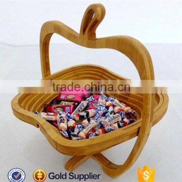 2016 High Quality Apple Shape Folding Bamboo Fruit Basket photo-3