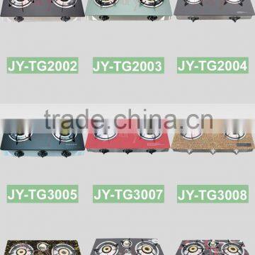 Three Gas Buner Black Glass Top With Stainless Steel Bottom Frame Gas Stove JY-TG3005 photo-2