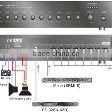 Taiwan Professional Power Mixer Amplifier QSM512X8