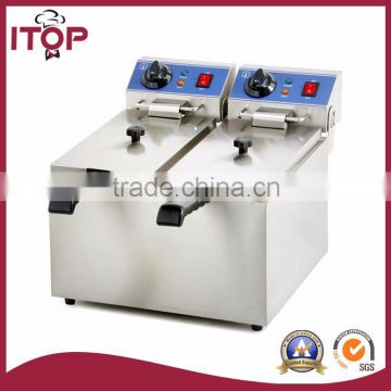 8+8 L double tanks stainless steel industrial fryer