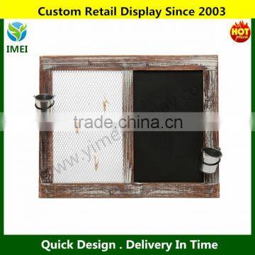 Wall Mounted Country Chicken Wire Memo / Message Display Board & Rustic Wood Framed Chalkboard YM5-1330