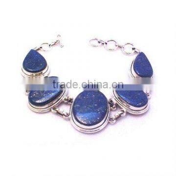 Silver Bracelet, Lapis Bracelet, Indian Silver Jewelry