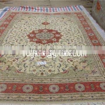 handmade silk&wool carpet persian design wool&silk rugs factory whosale wool carper