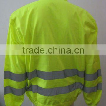 customize high visibility protective cotton ployester yellow coverall workwear jacket