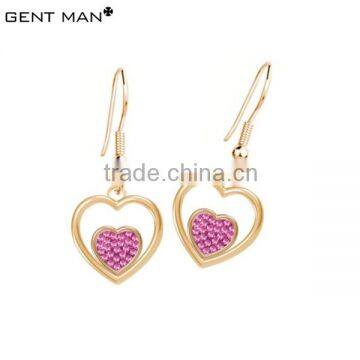 hig huality rose gold stainless steel woman earring with red crystal China supplier