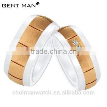 factory gold tone white ceramic matching wedding ring sets