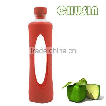 Transparent Glass Water Bottle With Heat-resistant Silicone Sleeve and Fruit Infuser photo-5