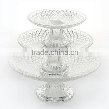 Hot Sale Diamoned Embossed Glass Plate With Glass Lacework Base