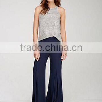 2015 elastic lightweight 100% polyester kick pleat pants wide leg pants QP201505