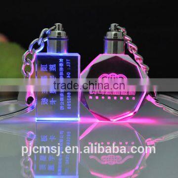 factory wholesale LED light crystal key chain with customized log for promotional gift